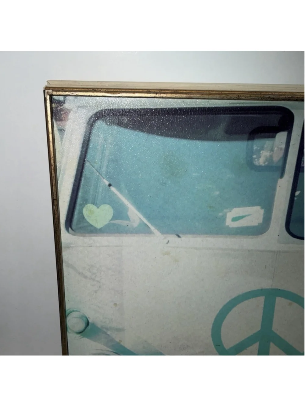 Target Retro VW Bus Canvas Wall Art Peace Sign Turquoise 12x12 Target Decor READ